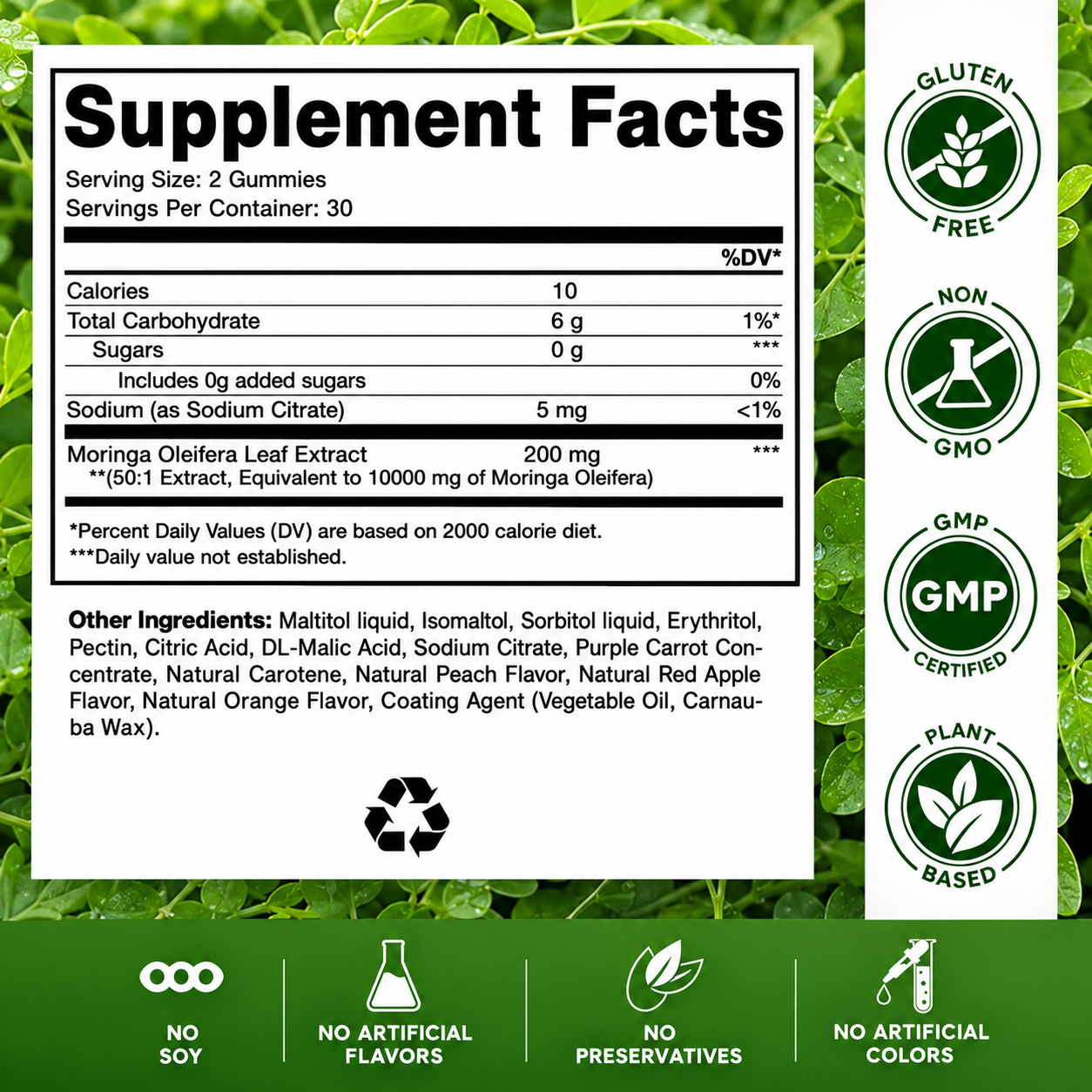 Energy & Focus Moringa Gummies (30 Servings)