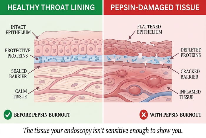 Healthy Throat Lining vs Pepsin-Damaged Tissue