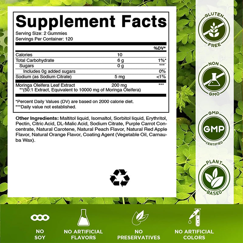 Energy & Focus Moringa Gummies (120 Servings)