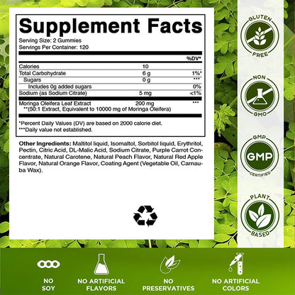 Energy & Focus Moringa Gummies (120 Servings)
