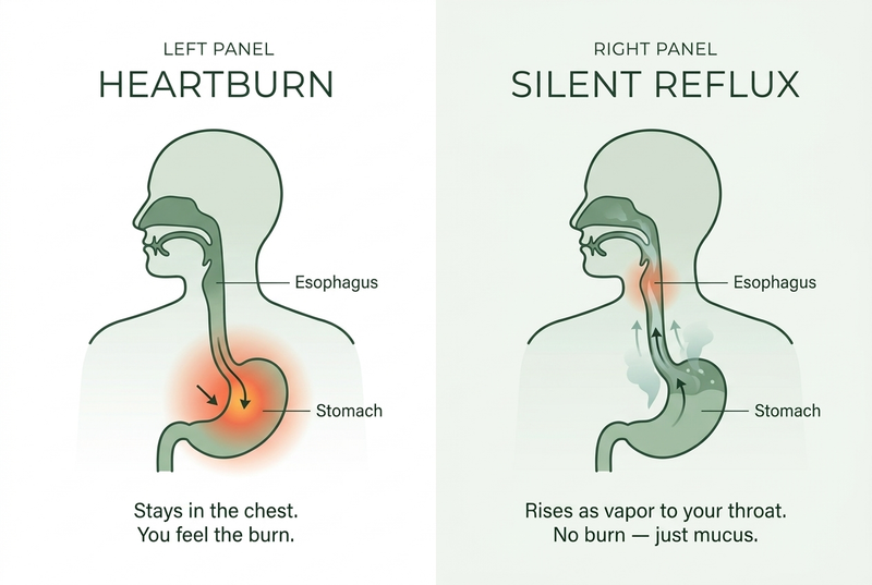 Pepsin vapor rising from stomach to larynx during sleep
